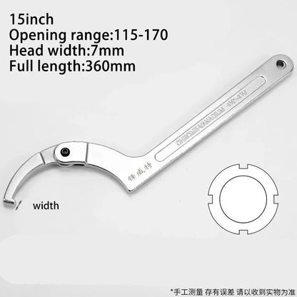 Adjustable Wrench Hook 19-51/32-76/51-120mm Hand Tools Spanner Square/Round Head CR-V Spanner Key for Round Bolt Hand Tools