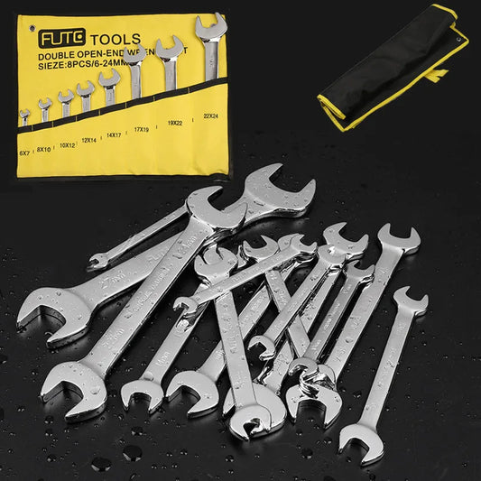 FUTE Ratcheting Combination Wrench Set 6-32 6-27 6-24 Metric Flex Head CRV Spanner Bag Gear Spanner Set Car Key Repair Tool