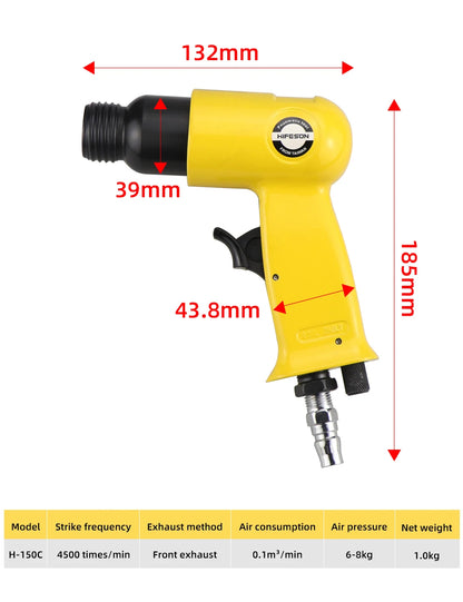 HIFENSON ciocan pneumatic de 120 mm Pistol de mână profesional Lopeți cu gaz Mici pentru îndepărtarea ruginei Unelte pneumatice cu set de 4 dalte