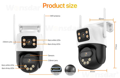 Caméra WIFI 9MP 5K Zoom 8X Trois objectifs Caméra de sécurité WiFi 4MP Caméra IP Vision nocturne couleur Caméra de surveillance à suivi automatique Ai ICSee