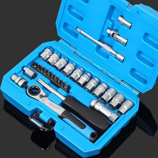 29PCS Core Ratchet Socket Wrench KitSocket Set Car Repair Tool Ratchet Torque Wrench Combo Auto Repairing Tool Set