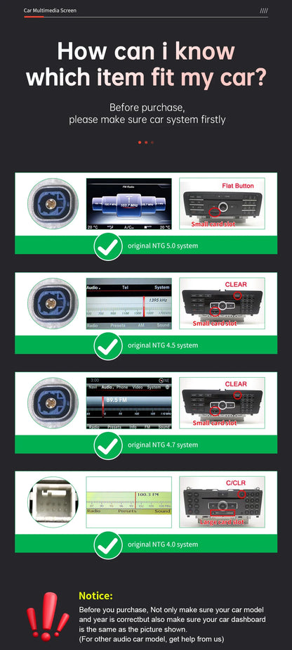 Écran d'affichage multimédia pour Benz E Coupé W207 2009-2016 NTG4.0/4.5/5.0 Carplay sans fil Android Auto Radio Navigation Airplay