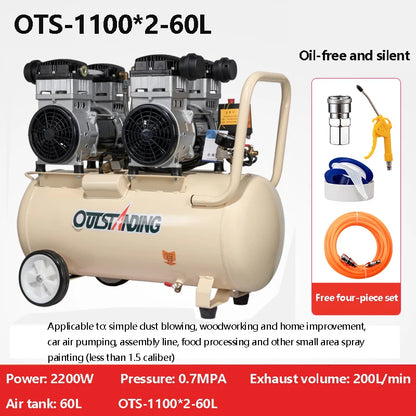 Air Compressor Oil-Free Silent Fast Air Supply 220V50L/60L For Household Maintenance Woodworking Painting