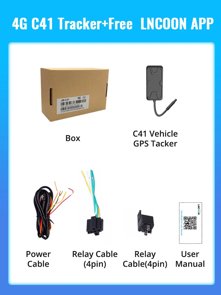 JIMIIOT 4G GPS pour voiture, localisateur de batterie de véhicule en cas de coupure de carburant, localisateur étanche, dispositif de suivi de câble antivol JM-C21/C41, PC