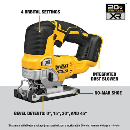 Ferăstrău cu rulare DEWALT DCS334 Ferăstrău cu perii 20V MAX cu mâner în D Ferăstrău cu rulare cu viteză variabilă Instrument electric multifuncțional DCS334B