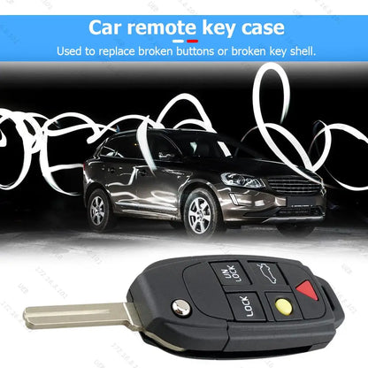 5 Buttons Flip Remote Key Case FOB Replacement Fit for VOLVO S60 2000-2009 / S80 1999-2006 /V70 2000-2007 XC90 2002-2013 Car Key