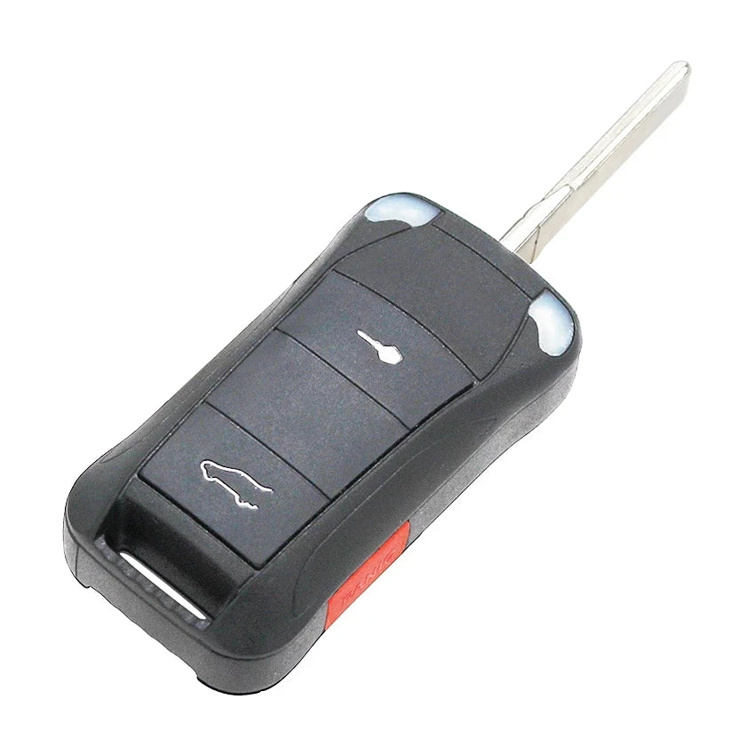 XNRKEY 2/4/3+1 boutons Flip Remote Key Shell Fob pour Porsche Cayenne 2003+ lame HU66 non coupée étui de clé de voiture à distance pliable