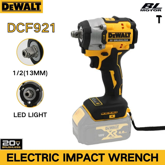 DEWALT DCF921 20V Cheie cu impact fără perii 1/2 inch Burghiu electric fără fir Uneltă electrică multifuncțională cu viteză variabilă