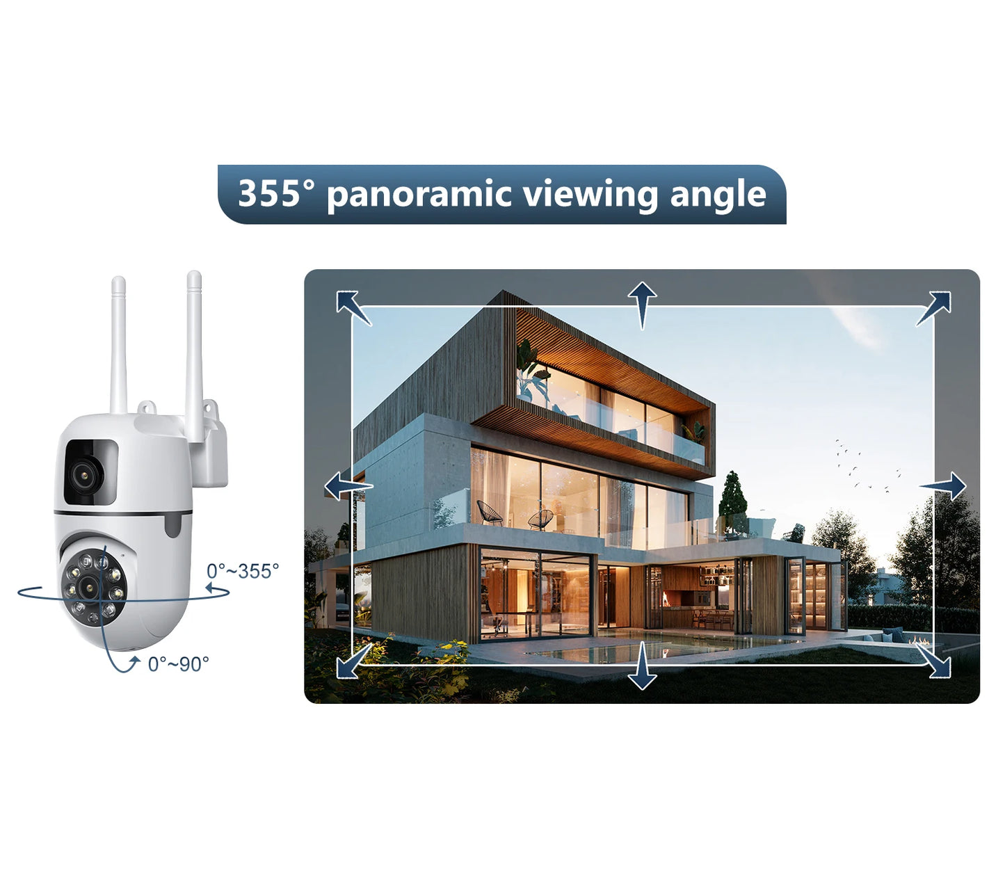 Caméra IP à double objectif 8MP Caméra de surveillance extérieure Wifi PTZ Double écran AI Suivi automatique Protection de sécurité Vidéo Étanche