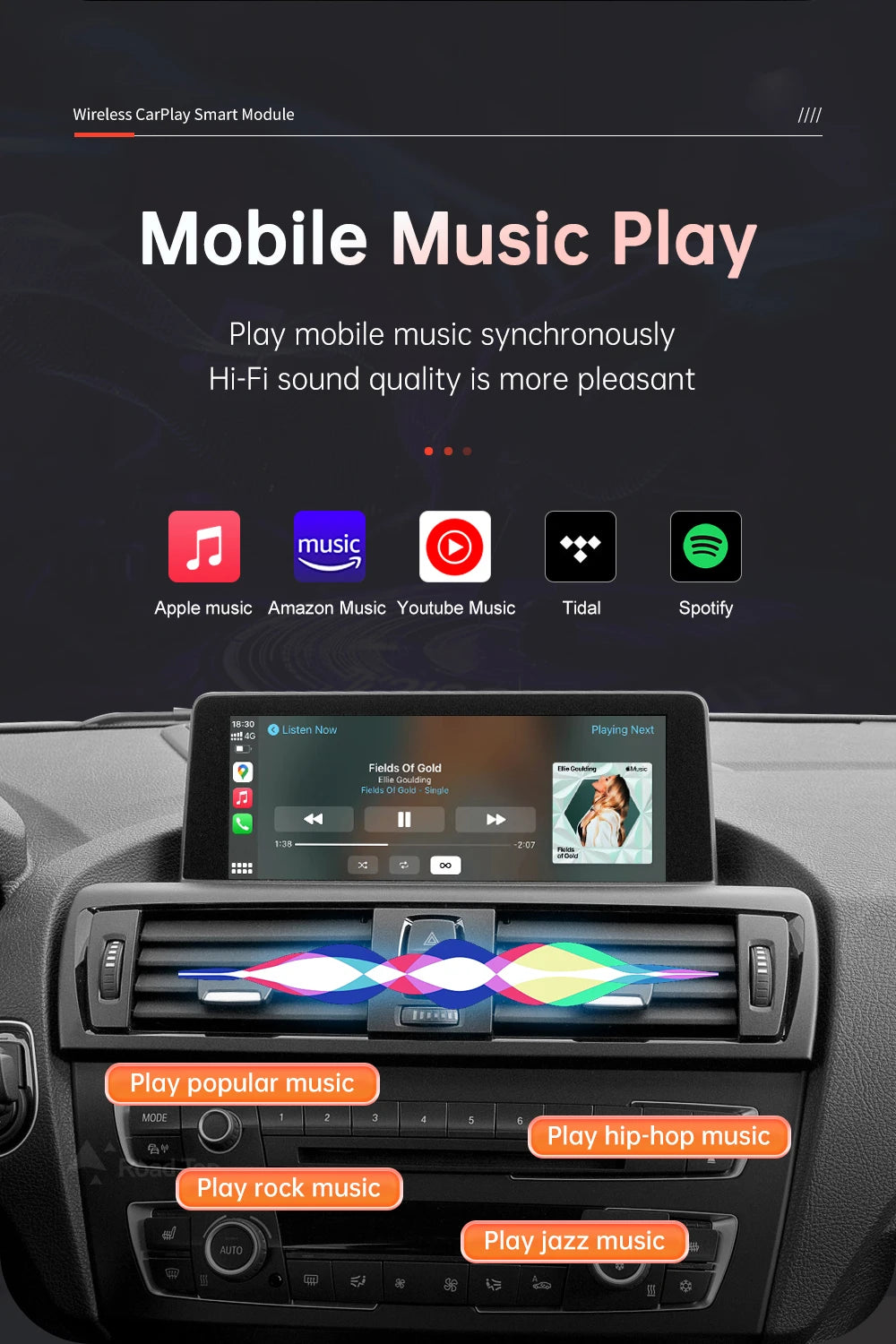 Decodor wireless CarPlay pentru BMW Seria 1 2 F20 F21 F22 F23 F45 2011-2020 NBT, cu MirrorLink Car Play Camera spate USB BT