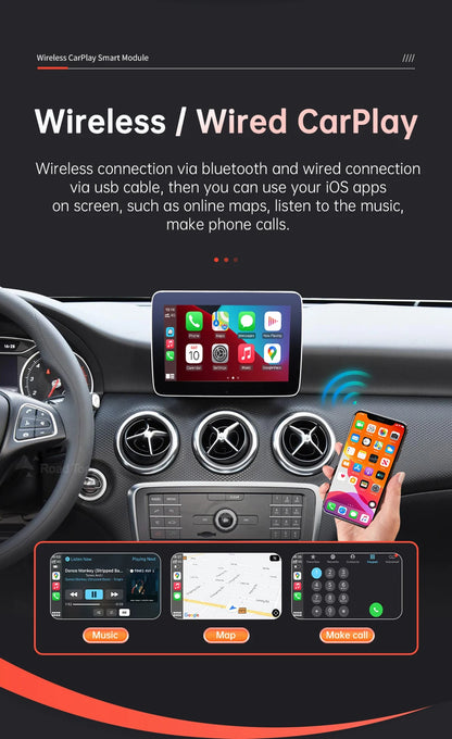 Road Top Wireless CarPlay for Mercedes Benz A B Class W176 W246 GLA CLA 2016-2018 with Android Auto Mirror Link AirPlay Function