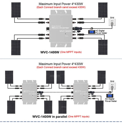 Tensiune de intrare PV 22~60V AC Ieșire 110V/230V Auto.WVC600W/700W/800W Micro invertor solar de legătură cu rețea cu monitor WIFI mufă UE