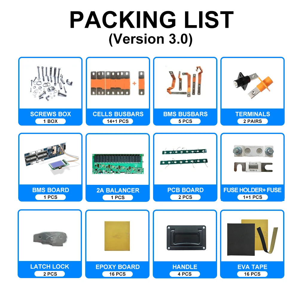 Poland Lifepo4 Battery 48V Stacked Battery Kits Case 280AH 310AH 320AH 3.0 Seplos BMS 2A Active Balancer Solar D eye  G rowatt