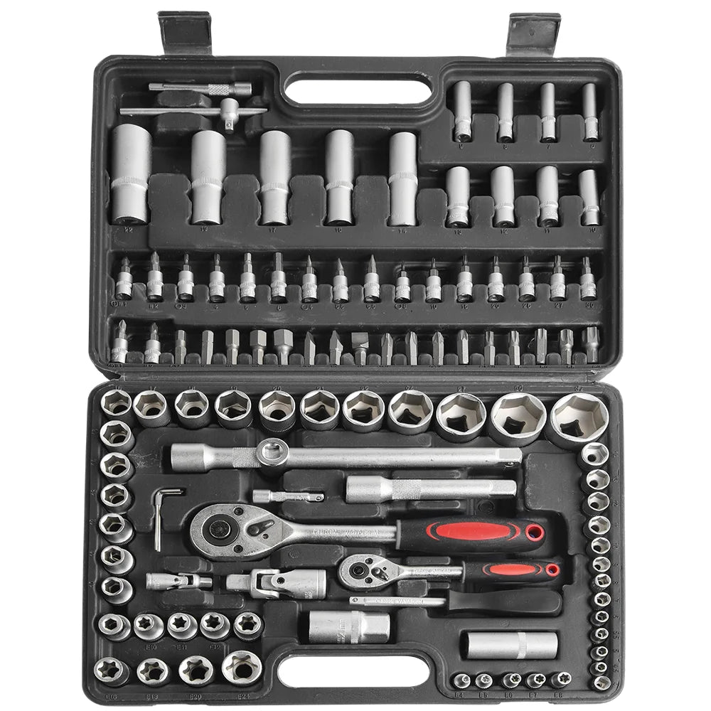 [EU STOCK] 108pcs Socket Wrench Set Car Repair Tools Ratchet Spanner Wrench Set Ratchet Spanner Screwdriver Bits Hardware tools