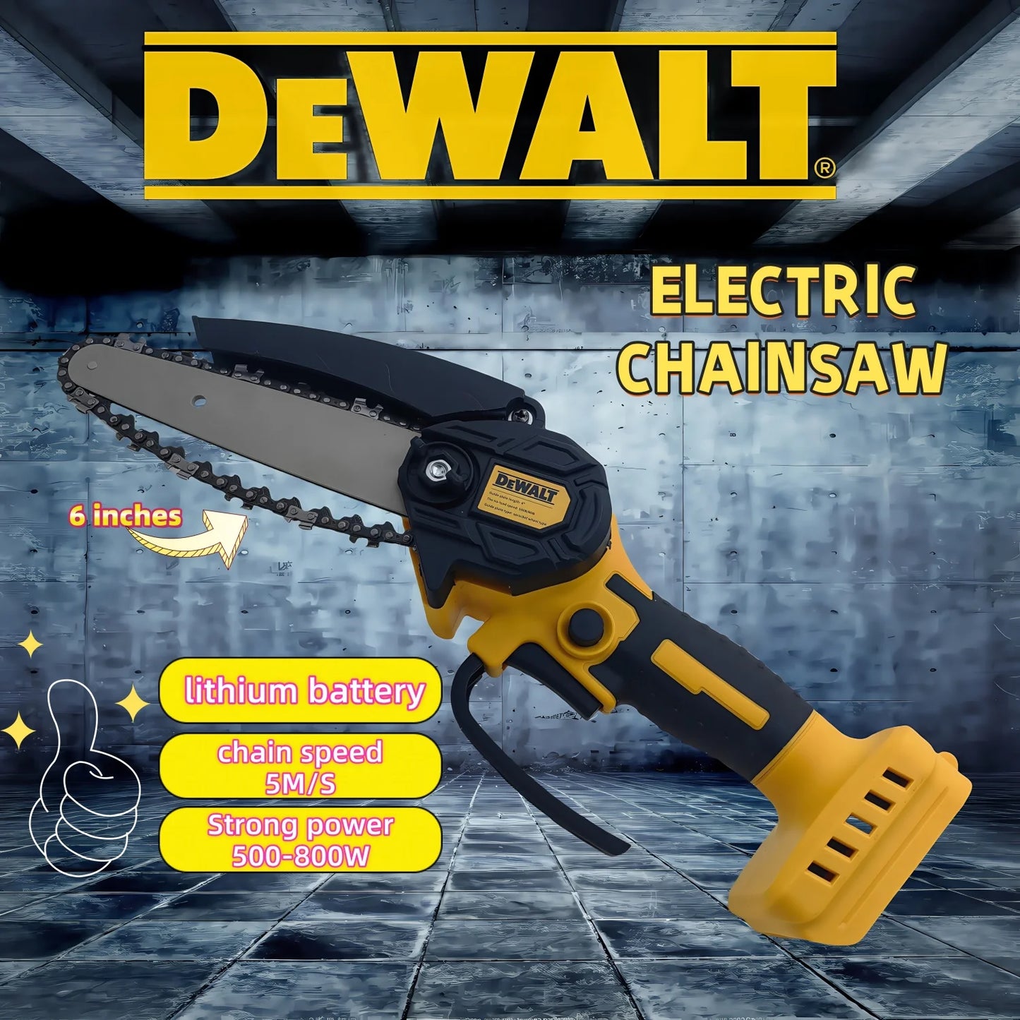 "DEWALT 3-Inch Electric Chainsaw: Lightweight, Powerful & Efficient - Ideal for Quick Cuts, Landscaping, & DIY Projects!"