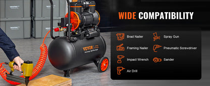 VEVOR 1800W 50Hz Air Compressor Oil Free Air Compressor W/35L Tank 70dB Ultra Quiet Compressor for Auto Repair/Tire Inflation