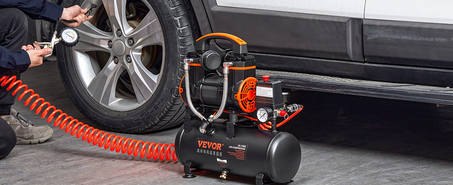 VEVOR Silent Air Compressor 900W 1450W 1800W Quiet Oil-free Portable Air Pump for Home Repair Tire Inflation Whisper Compressor