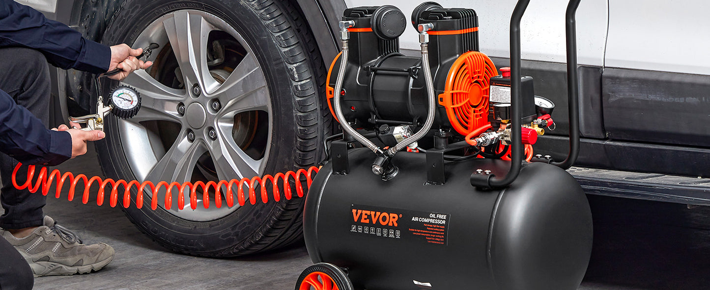 VEVOR 1800W 50Hz Air Compressor Oil Free Air Compressor W/35L Tank 70dB Ultra Quiet Compressor for Auto Repair/Tire Inflation