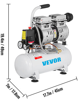 VEVOR Air Compressor 2Gal Ultra Quiet Oil-free Air Compressor 9L Tank Silent Air Compressor 550W Low noise w/ Pure Copper Motor