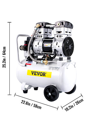 VEVOR 14/18/30/35 L Silent Whisper Compressor 850/1000/1500 W Quiet Oil-Free Compressor 1.1/1.5/2 HP For Workshop Tires Bicycle