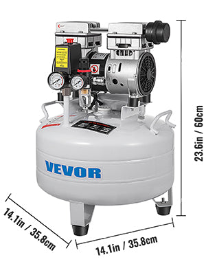 VEVOR Vertical Air Compressor 6.6/8.8 Gal Ultra Quiet Oil-Free Air Compressor 30L/40L Tank Silent Air Compressor 850W Low noise