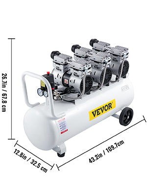 Compresor de aer VEVOR 100L cu manometru dublu, electrovalvă sigură 3HP, 22 galoane, compresor de aer silențios, fără ulei