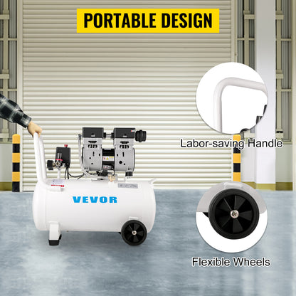 VEVOR 9L/30L Silent Air Compressor With Spray Gun Air Blow Gun Oil Free Air Compressor Pump For Homeuse Repair Tire Inflation