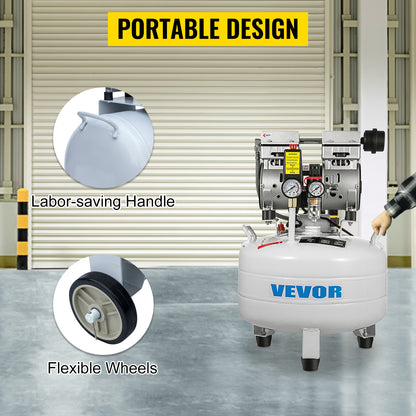 VEVOR Vertical Air Compressor 6.6/8.8 Gal Ultra Quiet Oil-Free Air Compressor 30L/40L Tank Silent Air Compressor 850W Low noise