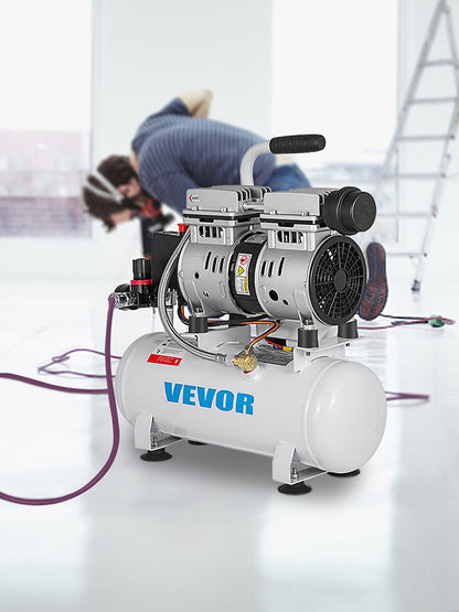 VEVOR Air Compressor 2Gal Ultra Quiet Oil-free Air Compressor 9L Tank Silent Air Compressor 550W Low noise w/ Pure Copper Motor