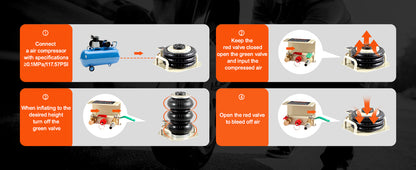 VEVOR Air Jack 3 Ton/6600 lbs Triple Bag Air Jack, Airbag Jack with Six Steel Pipes Pneumatic Jack for Car, Garage, Repair